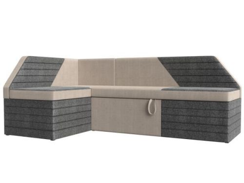 Диван кухонный Лига Диванов Дуглас левый угол 190х122х84, рогожка, бежевый/серый