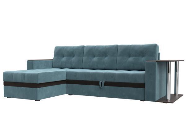 Диван угловой Хит Диванов Атланта правый велюр, дельфин, бирюзовый