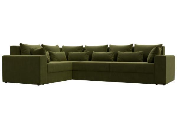 Диван угловой Хит Диванов Майами правый микровельвет, еврокнижка, зеленый