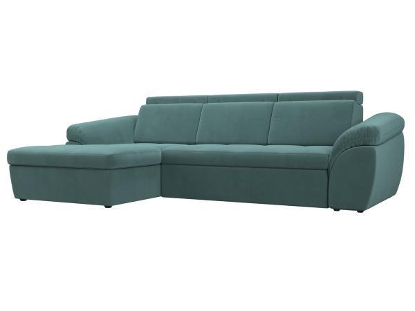Диван угловой Хит Диванов Мисандра правый велюр, дельфин, бирюзовый