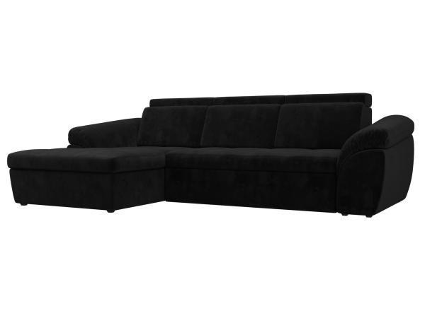 Диван угловой Хит Диванов Мисандра правый велюр, дельфин, черный