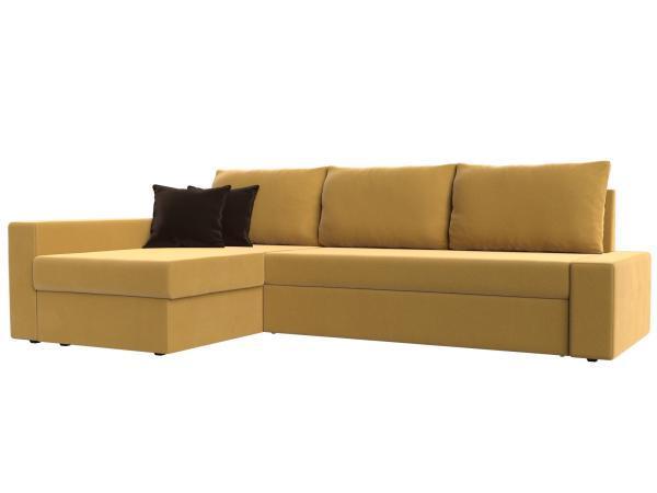 Диван угловой Хит Диванов Версаль правый микровельвет, дельфин, желтый