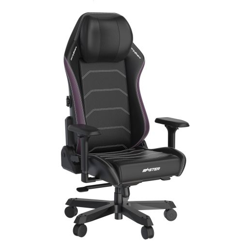 Кресло DxRacer I-DMC/MAS2022/NV черное с фиолетовыми вставками, экокожа, 4D-подлокотники