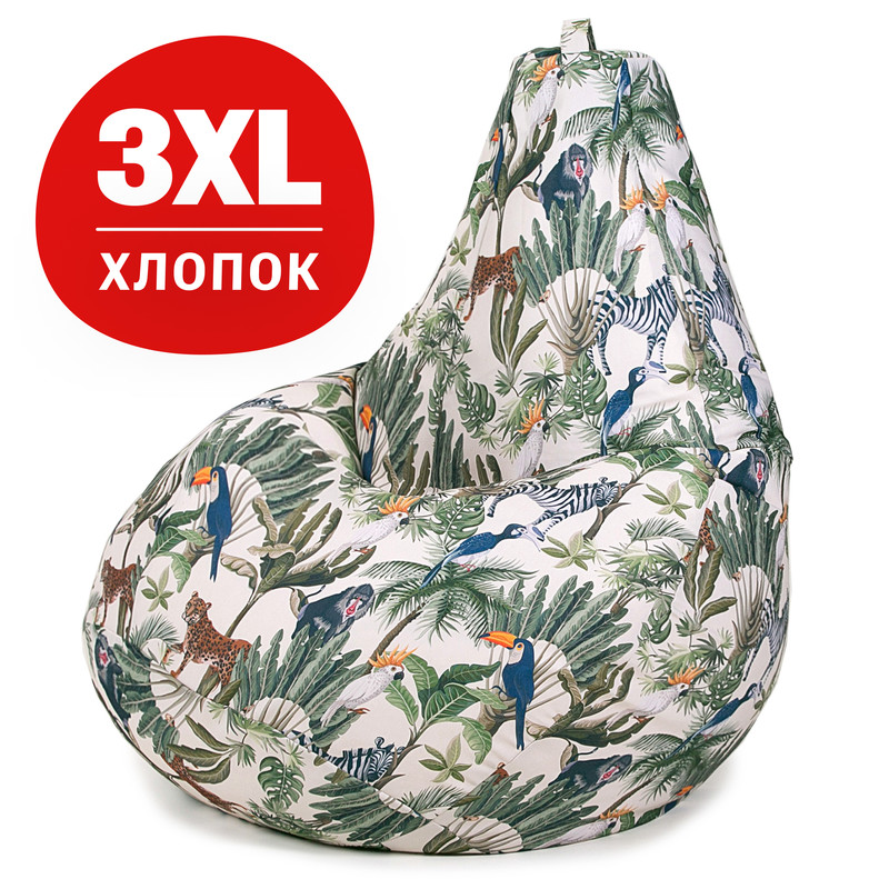 Кресло-мешок груша Bean Joy ХXXL, хлопок, Джунгли зовут