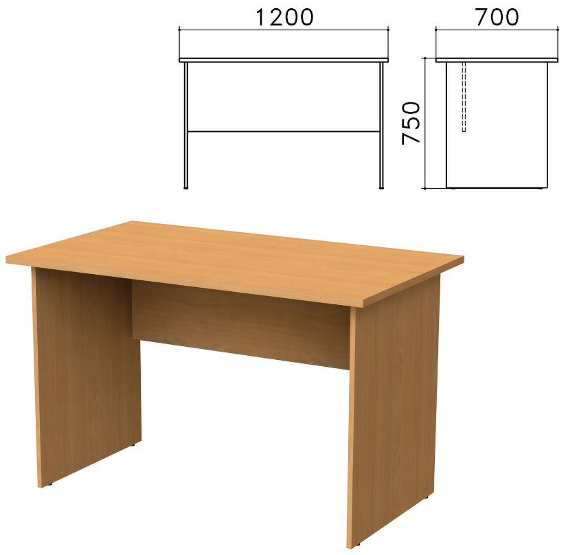 Монолит Стол письменный Монолит, 1200х700х750 мм, цвет бук бавария, СМ1.