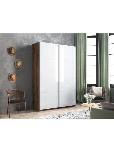 Шкаф купе Е1 Прайм 2-х дверный Стекла белые/Доводчики 160х57х230 Крафт табачный