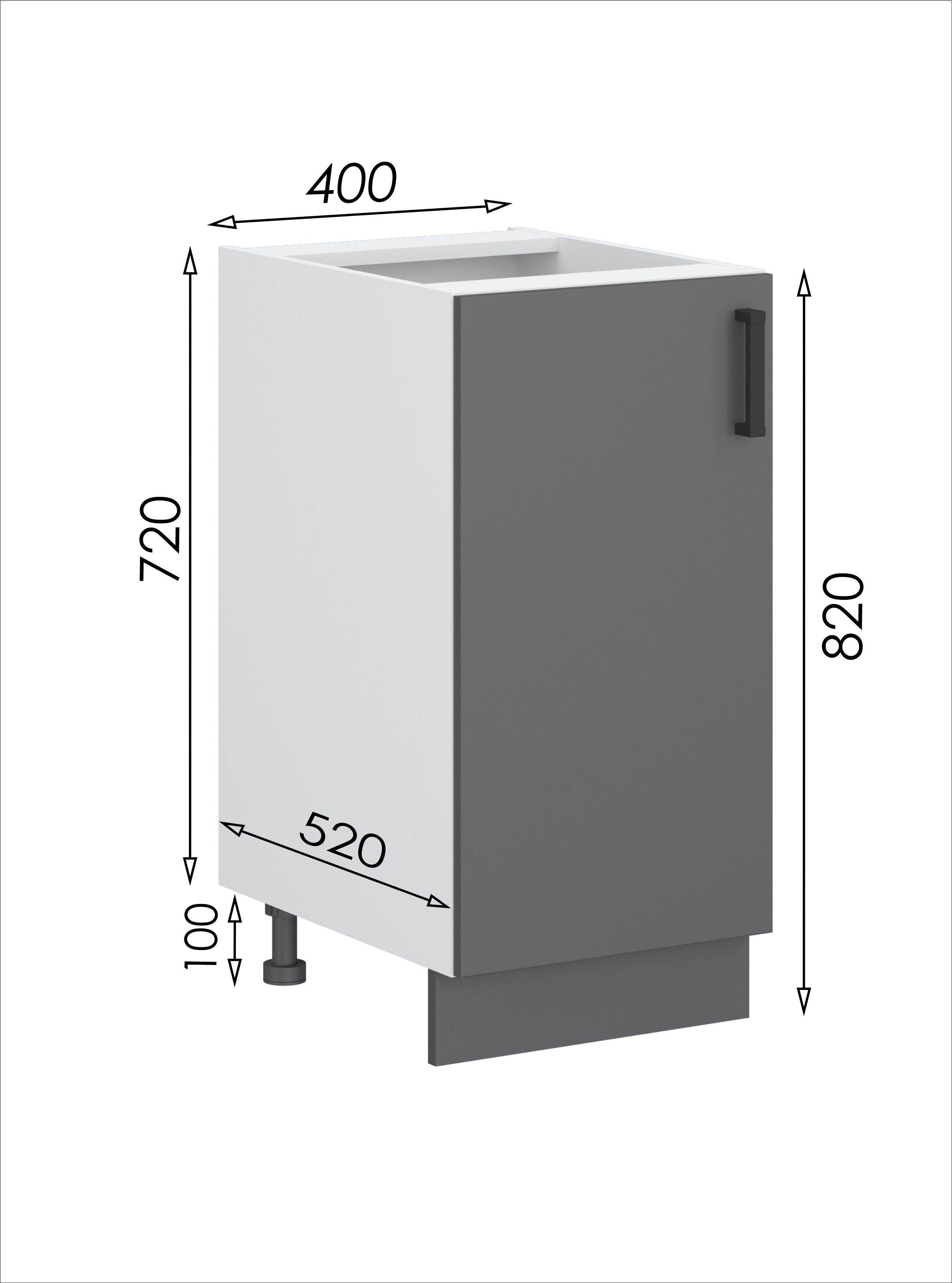 Шкаф напольный 14 МФ 1+1 (400х516х820, графит