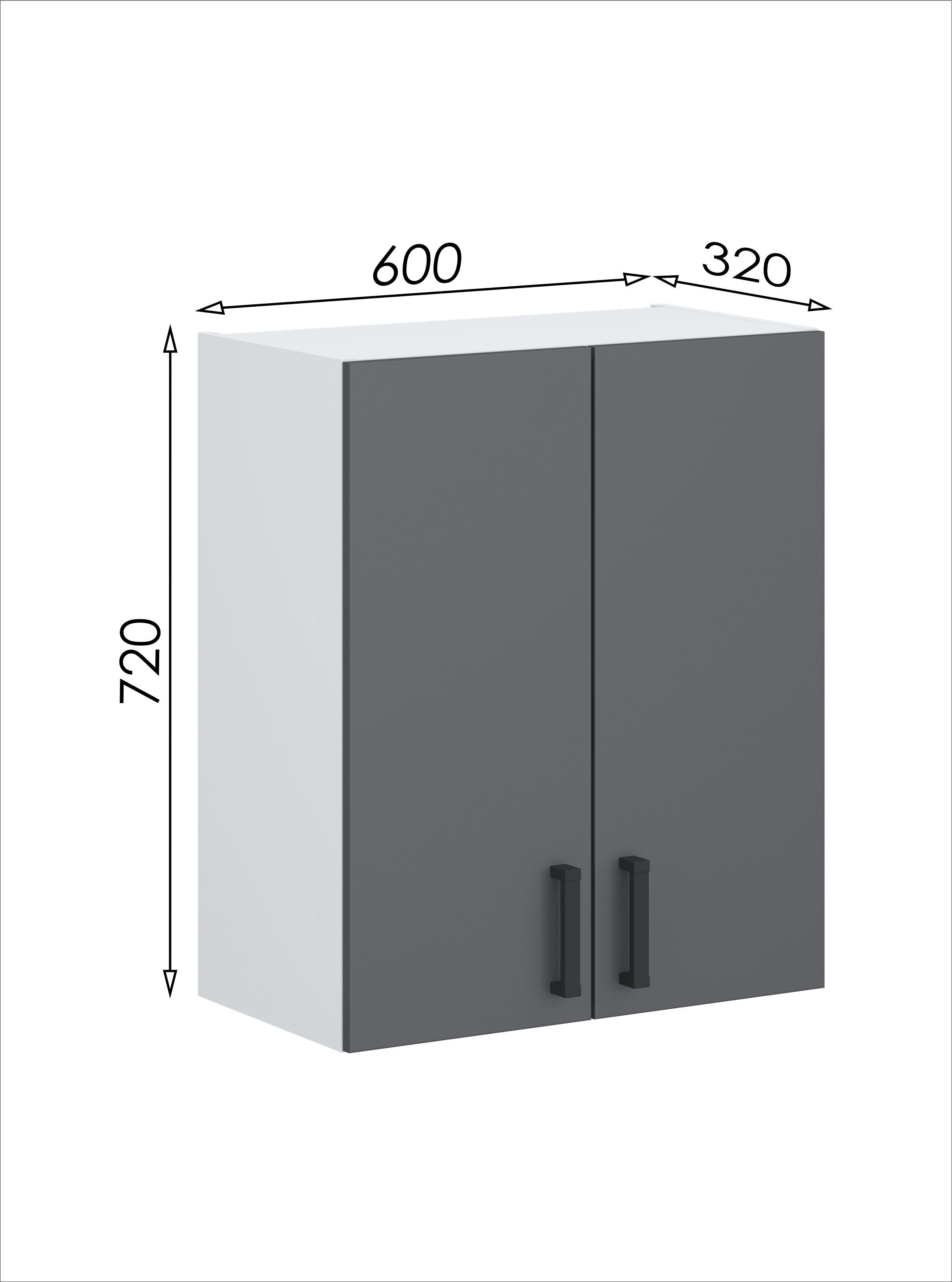 Шкаф навесной 16 МФ 1+1 (600х340х720, графит