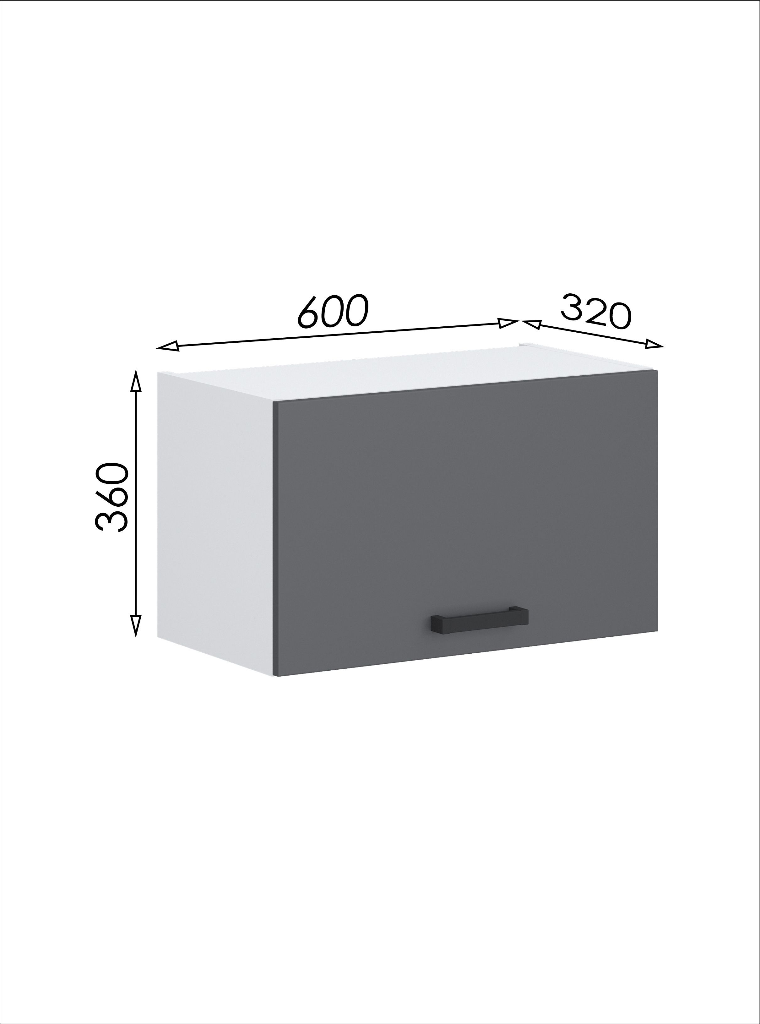 Шкаф навесной 17 МФ 1+1 (600х340х360, графит
