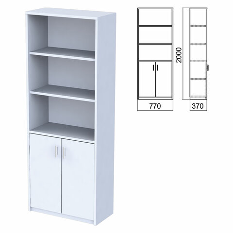 Шкаф полузакрытый Арго, 770х370х2000 мм, 2 двери, 4 полки, серый