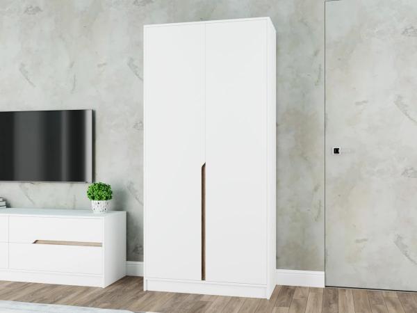 Шкаф распашной Бонди-2 Белый для одежды двухдверный 100x220x50 Мегамебель