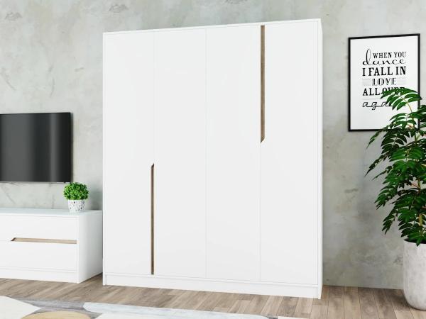 Шкаф распашной Бонди-4 Белый для одежды четырёхдверный 190x190x40 Мегамебель