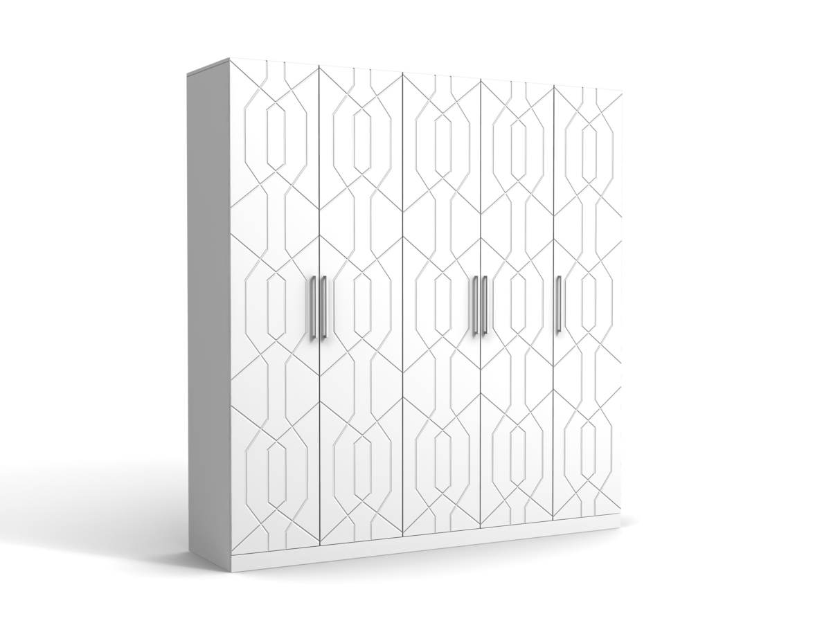 Шкаф распашной Дольче-5 МДФ Белый пятидверный ШxГxВ 1750*400*2100 Мегамебель Мегамебель