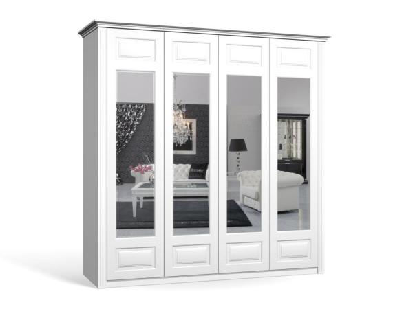 Шкаф распашной Классика Люкс-4.3 МДФ с зеркалом четырёхдверный 170x220x40 Мегамебель