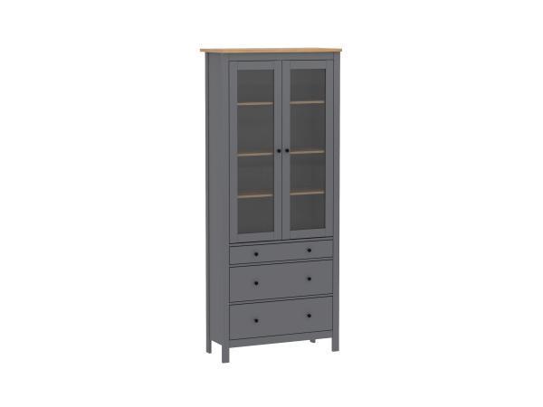 Шкаф с витриной ГУД ЛАКК Сага, 90х41х215 см, серый/ясень
