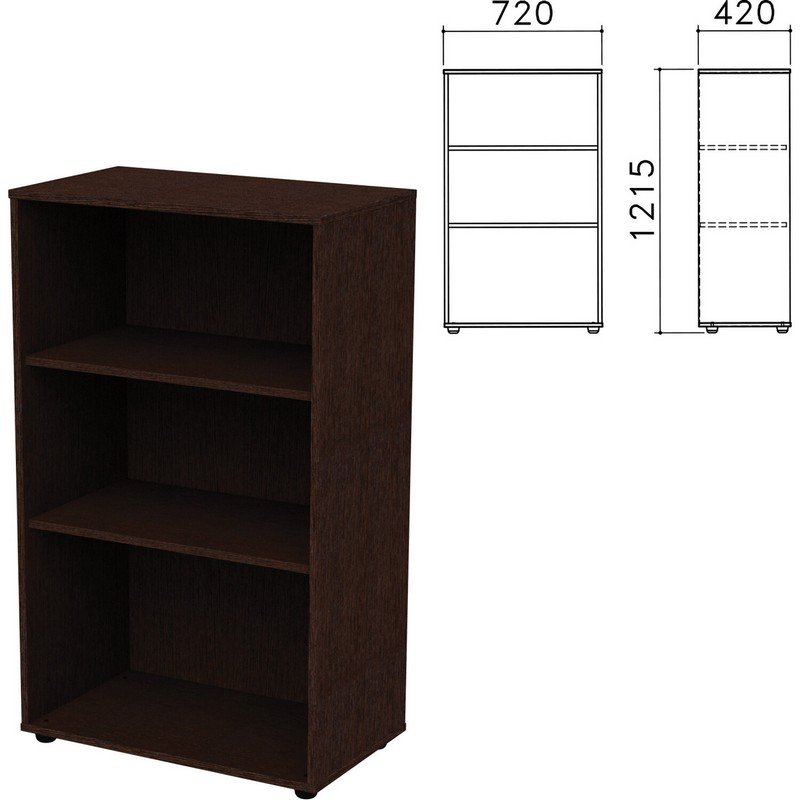 Шкаф (стеллаж) Приоритет, 720х420х1215 мм, 2 полки, венге, К-933