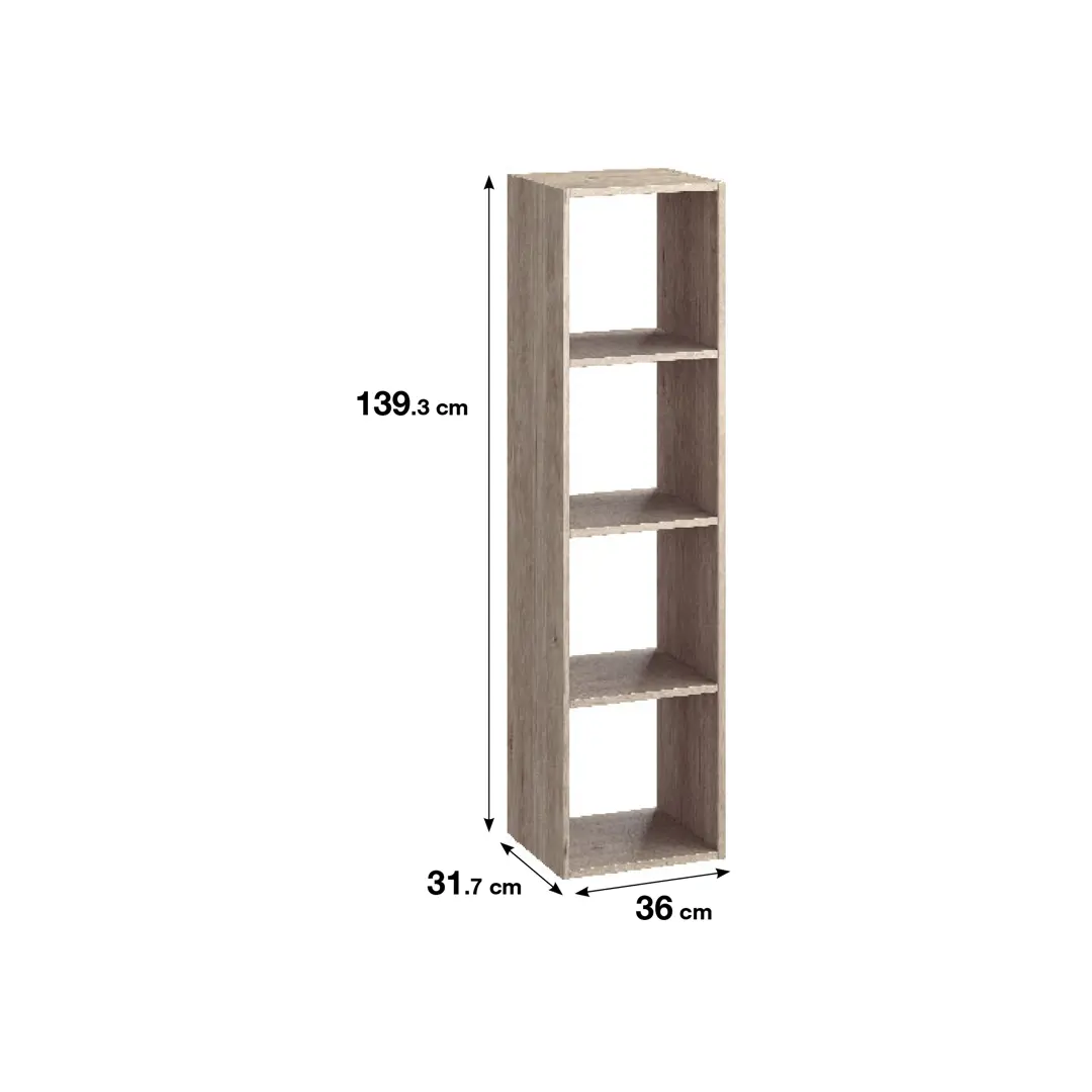 Стеллаж Spaceo KUB 4 секции 36x139x31.5 см ЛДСП цвет дуб