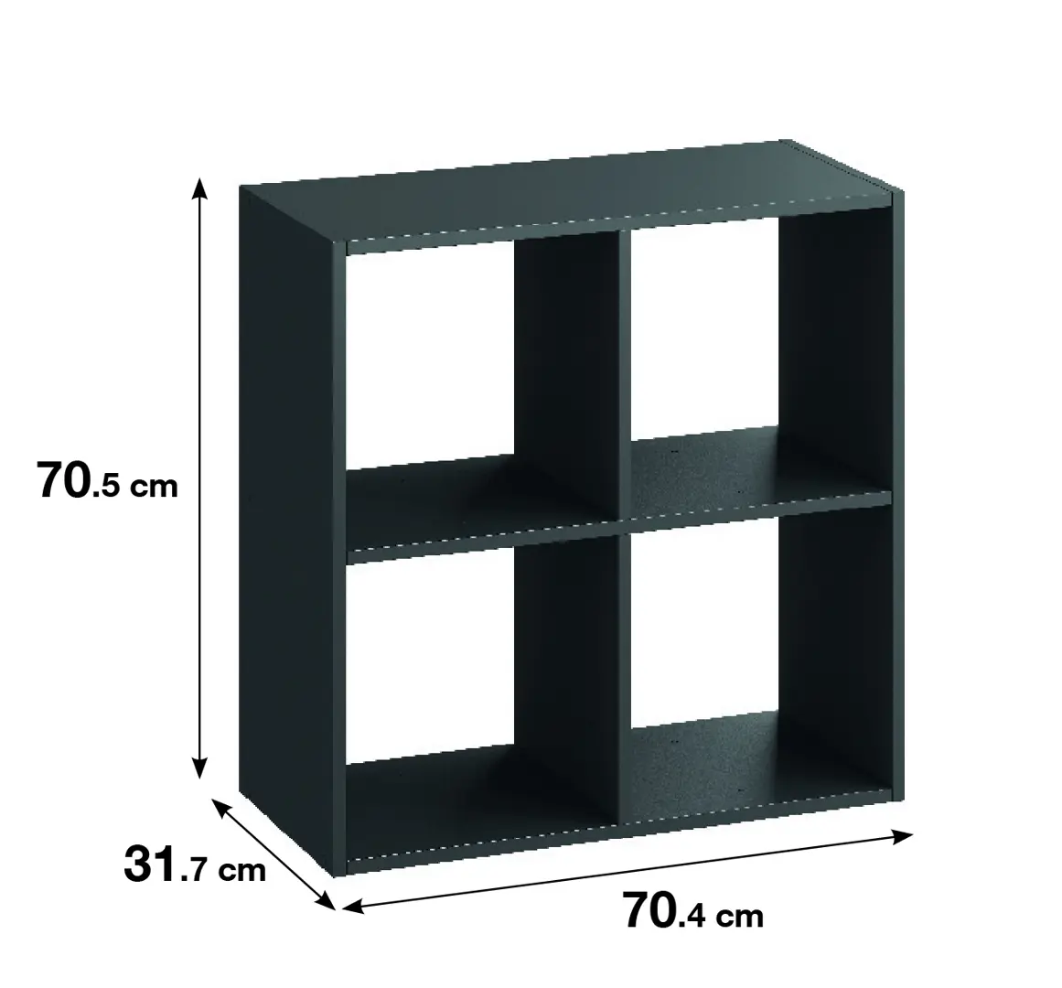 Стеллаж Spaceo KUB 4 секции 70x70x31.5 см ЛДСП цвет графит