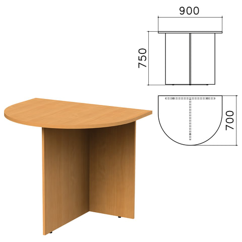 Стол приставной к столу для переговоров (640110) Монолит, 900х700х750 мм, бук бавария