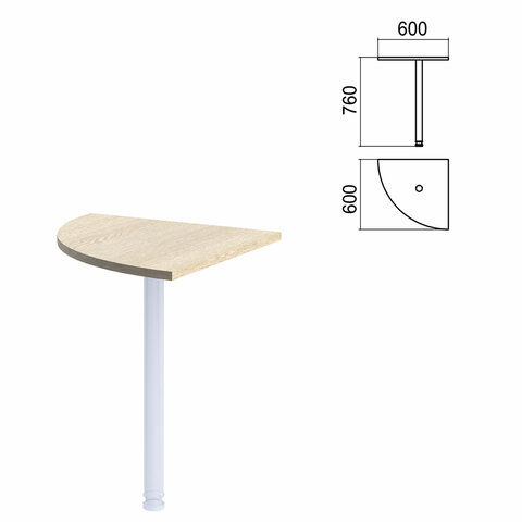 Стол приставной угловой Арго, 600х600 мм, БЕЗ ОПОРЫ, ясень шимо