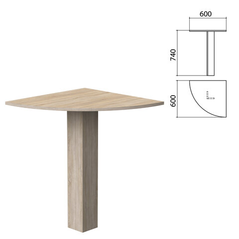 Стол приставной угловой Бюджет 600х600х740 мм дуб сонома 402664-091