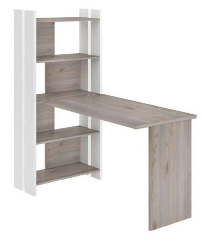 Стол-стеллаж Мэрдэс СТЛ-ОВ+С120Р (без тумбы) со скругленными углами Белый/Нельсон