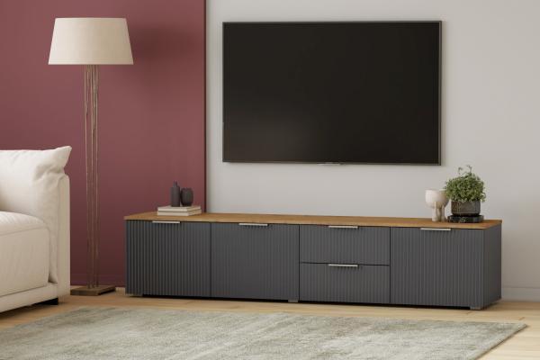 ТВ тумба Салерно 1 Графит 197x43x42 Мегамебель