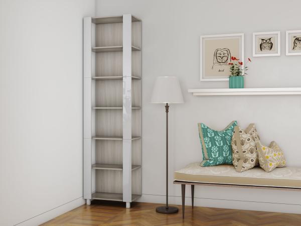 Угловой терминал Е1 Универсальный Белое стекло 35х44х240 Ясень Шимо Светлый